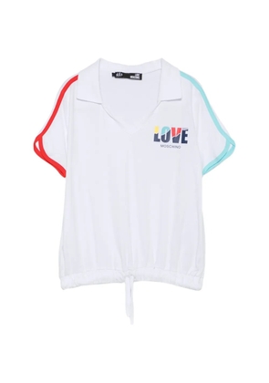 Love Moschino logo-print drawstring-hem polo shirt - White