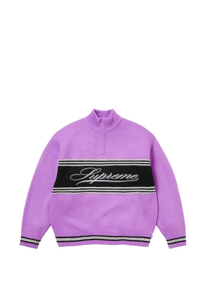 Supreme Script Stripe half-zip sweater - Purple