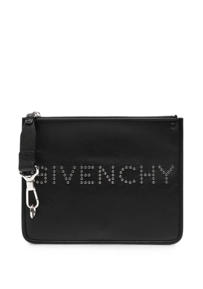 Givenchy stud-embellished logo-plaque clutch bag - Black
