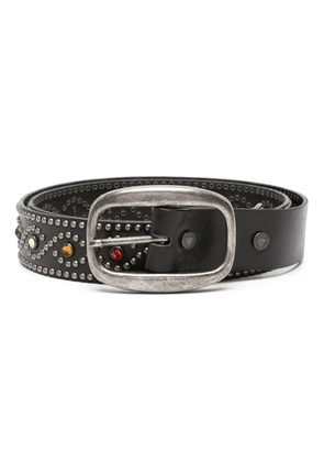 Htc Los Angeles Waves crystal-embellished leather belt - Black