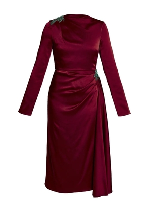 ERDEM long-sleeve draped midi dress - Red