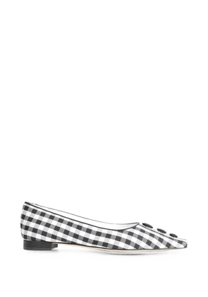 Manolo Blahnik Alexa gingham flat pumps - Black
