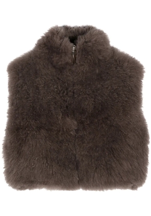 Liska fur-design cashmere gilet - Brown
