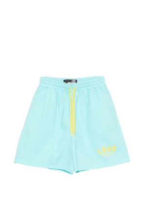 Love Moschino logo-print pinstripe-pattern shorts - Blue