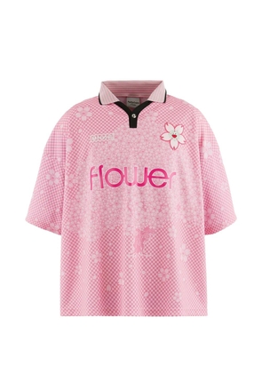 MONONOKE MADE X Takashi Murakami check-pattern floral-print polo shirt - Pink