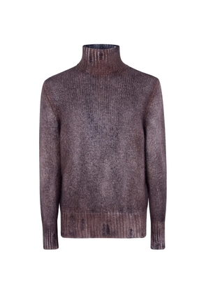 Avant Toi distressed-effect roll-neck sweater - Brown