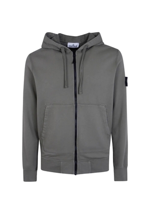 Stone Island logo-patch zip-up hoodie - Green