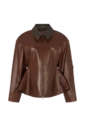 ducie Bernadette peplum calf leather jacket - Brown