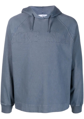 Stone Island logo-print cotton hoodie - Blue