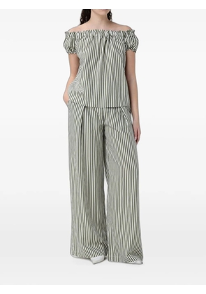 Hanita striped pleated palazzo pants - Green
