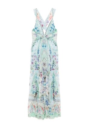 Camilla bead-strap gathered panelled dress - Green