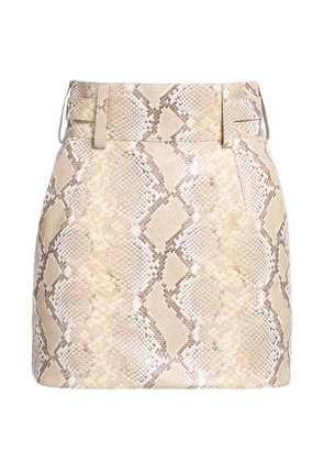 Elie Saab python-print belted mini skirt - Neutrals
