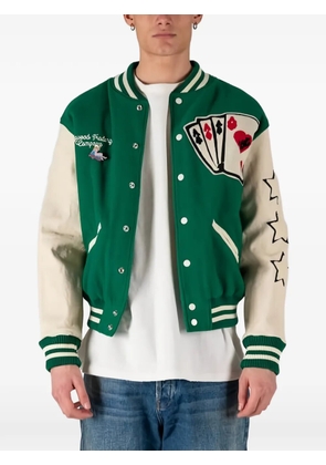 Htc Los Angeles COLLEGE - CARDS patch-detail leather-sleeve jacket - Green