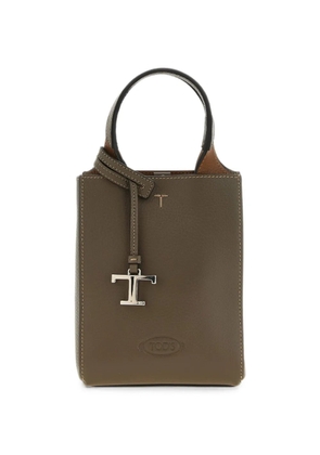 Tod's T Timeless hammered leather tote bag - Brown