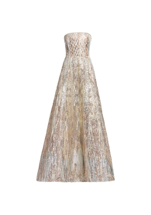 Elie Saab sequin-embellished strapless maxi dress - Gold