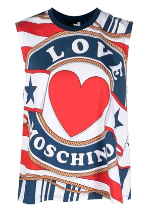 Love Moschino heart logo-print tank top - Blue