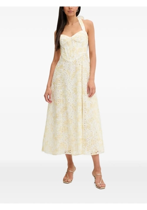 Bardot Pollie floral-print broderie-anglaise midi dress - Yellow