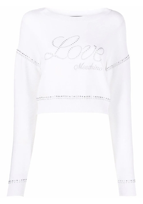 Love Moschino embroidered logo cotton sweater - White
