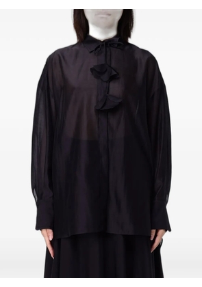 Hanita floral-detail chiffon blouse - Black