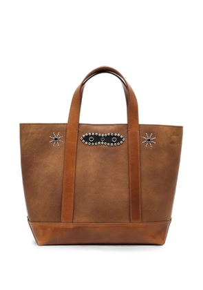 Htc Los Angeles small stud-embellished leather shopper bag - Brown