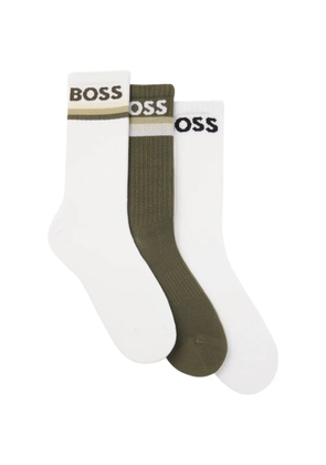 BOSS logo-knit striped socks - White