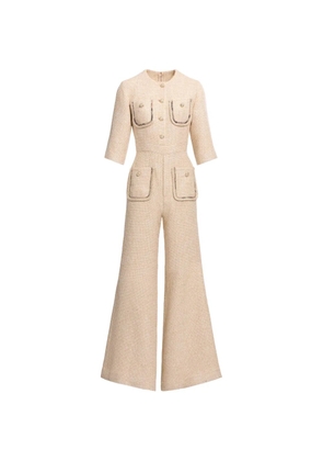 Elie Saab python-print tweed jumpsuit - Neutrals