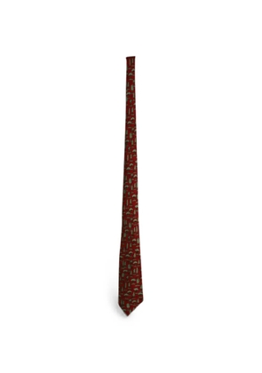 Hermès Pre-Owned Trees-print silk tie - Red