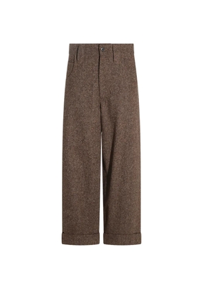 Brunello Cucinelli tweed turn-up trousers - Brown