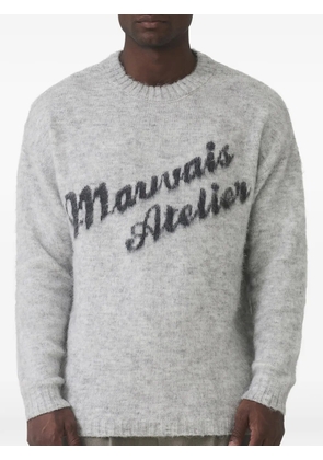 MAUVAIS logo-print brushed-knit sweater - Grey
