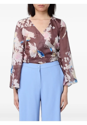 Hanita floral-print wrap blouse - Brown