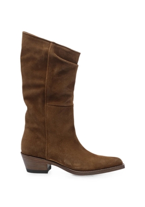 KHAITE Clive suede cowboy boots - Brown