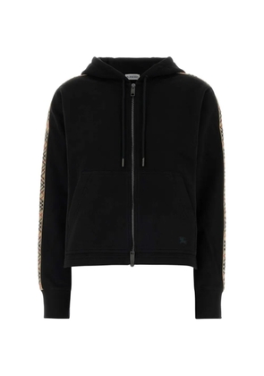 Burberry Check-stripe zip-up hoodie - Black