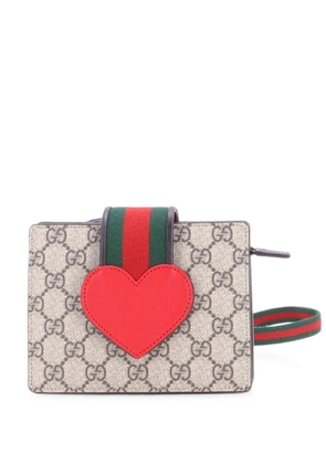 Gucci Pre-Owned Children's Web Heart Shoulder Bag GG Coated Canvas crossbody bag - Brown