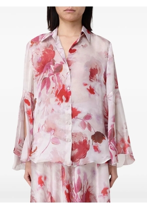 Hanita floral-print bell-sleeve shirt - Neutrals