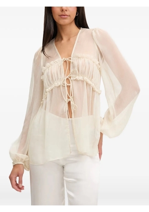 Bardot Ashton ruffled tie-fastening blouse - Neutrals
