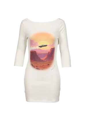 MARKGONG graphic-print open-back mini dress - Neutrals