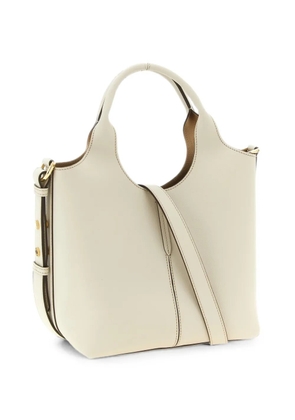 Tod's logo-plaque leather tote bag - Neutrals