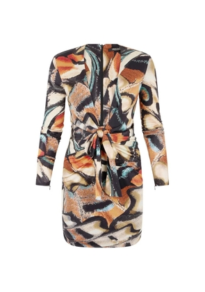 Roberto Cavalli butterfly-print knot-detail mini dress - Orange