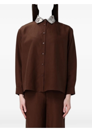 Hanita embroidered-collar shirt - Brown