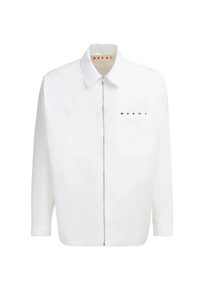 Marni logo-print zip-up shirt - White