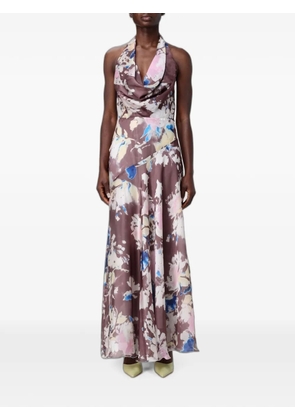 Hanita floral-print halterneck dress - Brown