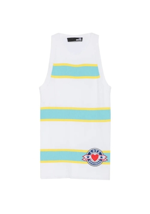 Love Moschino striped-pattern logo-patch top - White