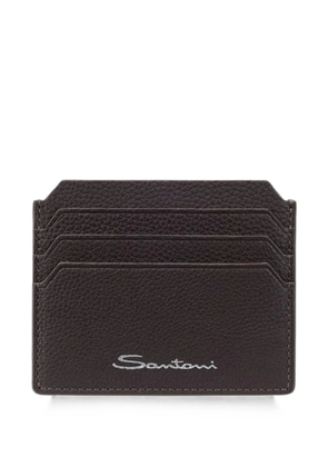 Santoni grained-leather cardholder - Brown