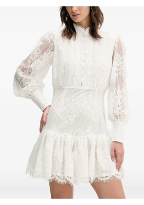 Bardot Olessia floral-lace tiered mini dress - White