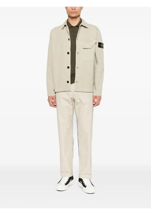 Stone Island logo-patch long-sleeve polo shirt - Green
