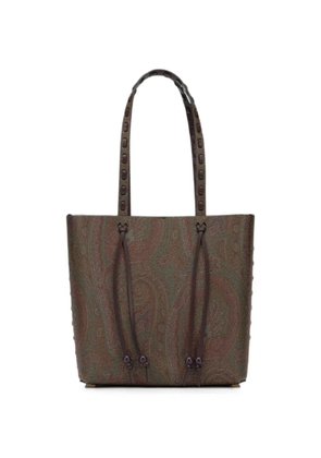 ETRO Paisley-print whipstitch-trim shoulder bag - Brown