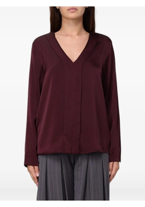 Hanita V-neck satin blouse - Red