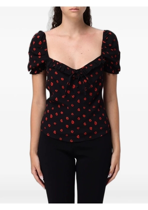MAR DE MARGARITAS floral-print ruffled blouse - Black
