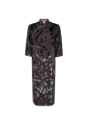 Pierre-Louis Mascia floral-devoré silk-blend midi dress - Black