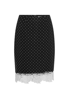ROTATE BIRGER CHRISTENSEN floral-print lace-hem midi skirt - Black